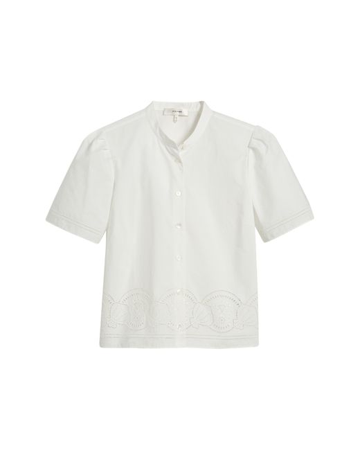 FRAME White Shell Embroidered Poplin Button-up Shirt