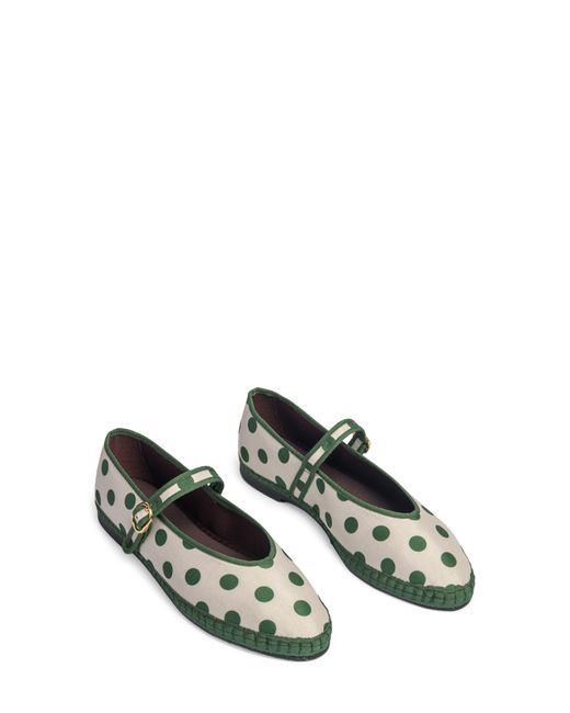 Flabelus Green Polka Dot Pierre Mary Jane Flat
