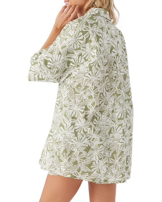 O'neill Sportswear Multicolor Olivia Leaf Print Cotton Cover-up Shirt
