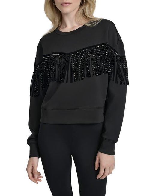 DKNY Black Stud Fringe Pullover