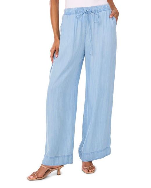 Vince Camuto Blue Wide Leg Chambray Drawstring Pants