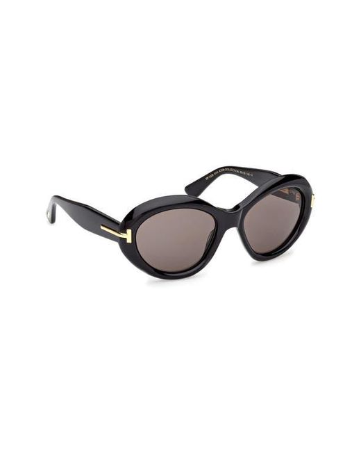 Tom Ford Brown 55Mm Oval Sunglasses