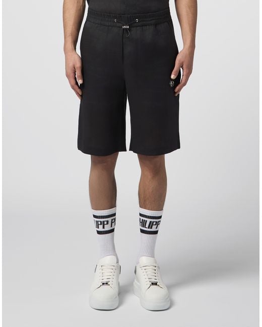 Philipp Plein Black Bowling Shorts Basic for men