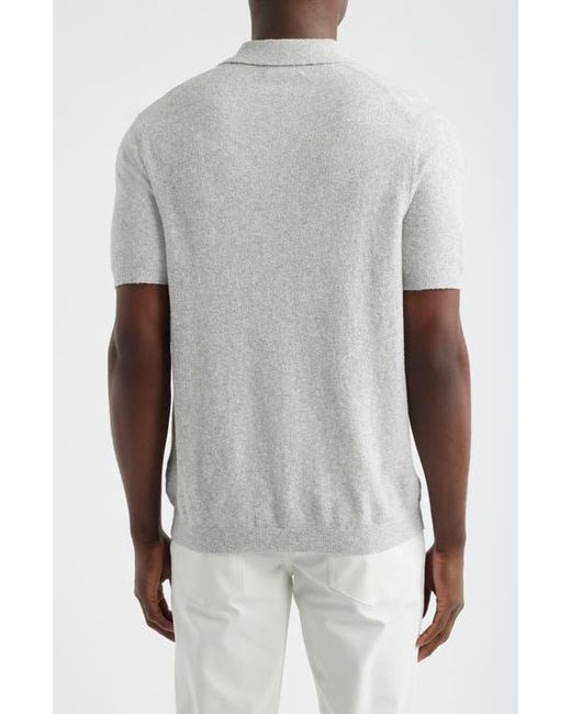 Scott Barber Blue Solid Bouclé Polo for men