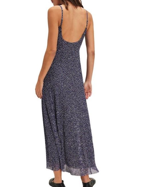 Free People Purple Zoey Printed Low Back Maxi Slipdress