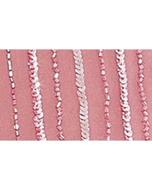 Mac Duggal Pink Embellished Long Sleeve Asymmetric Dress