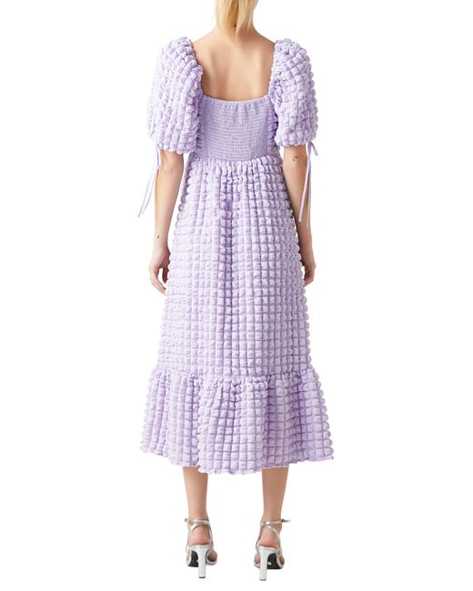 Endless Rose Purple Texture Puff Sleeve Maxi Dress