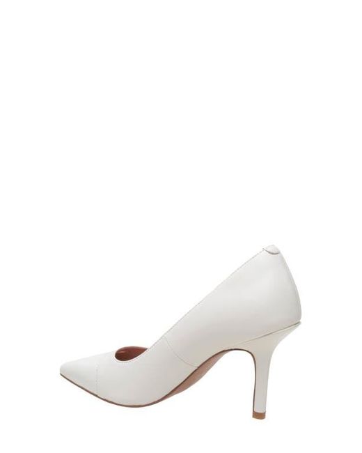 Linea Paolo White Prue Pointed Cap Toe Pump