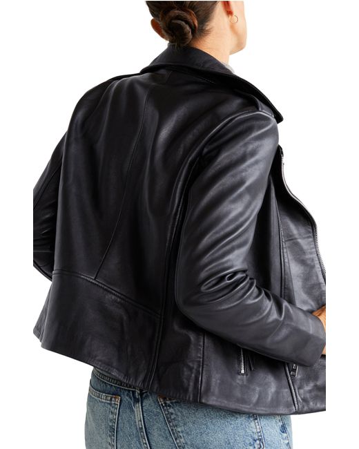 Mango Black Leather Biker Jacket