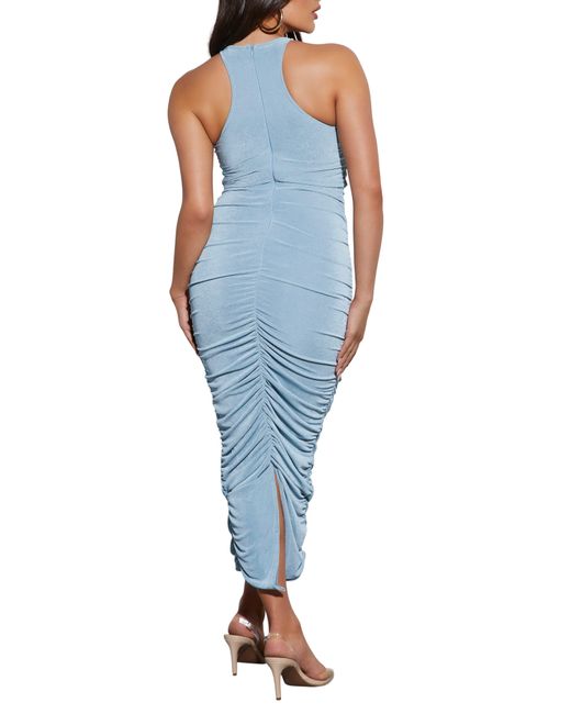 Vici Collection Blue Esmai Ruched Midi Dress
