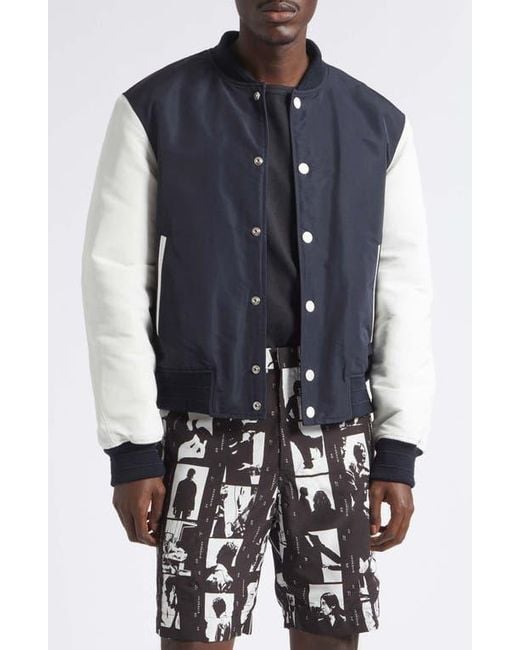 Givenchy Blue Logo Satin Varsity Jacket for men