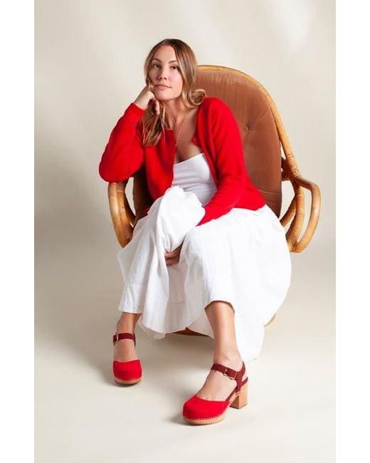 Charlotte Stone White Maud Ankle Strap Platform Clog