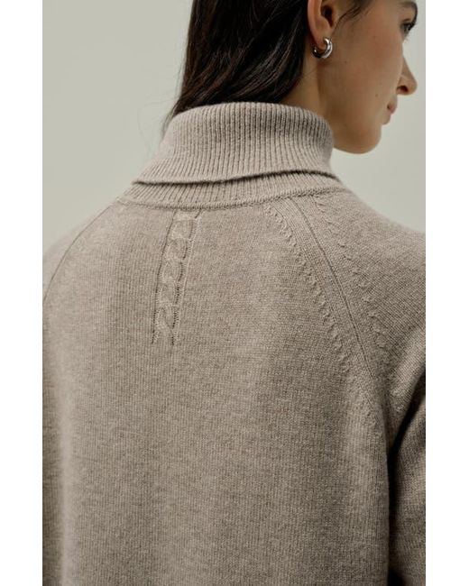 LILYSILK Natural Wool-Cashmere Turtleneck Sweater Dress