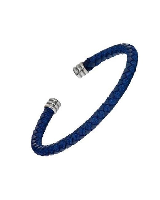 Link Up Brown Flexible Braided Leather Bracelet With Stainless Steel End Caps for men