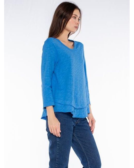 Wilt Red Shrunken Crew 3/4 Sleeve Mock Layer Tee