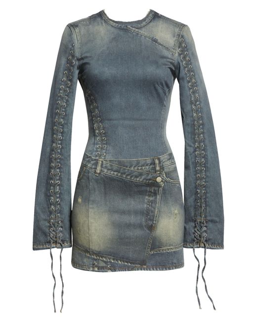 Acne Blue Deanna Trompe L'oeil Long Sleeve Knit Minidress
