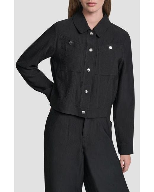 DKNY Black Twill Trucker Jacket