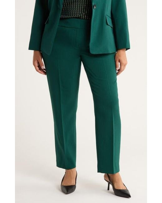 Kasper Green Flat Front Slim Pants