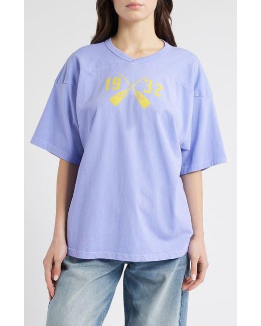 Daydreamer Purple 1932 Rowing V-Neck Cotton Graphic T-Shirt