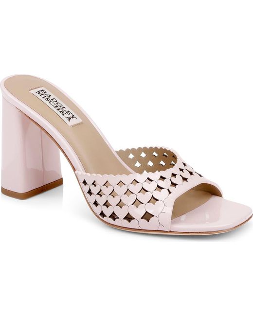 Badgley Mischka Pink Omni Laser-Cut Heart Sandal