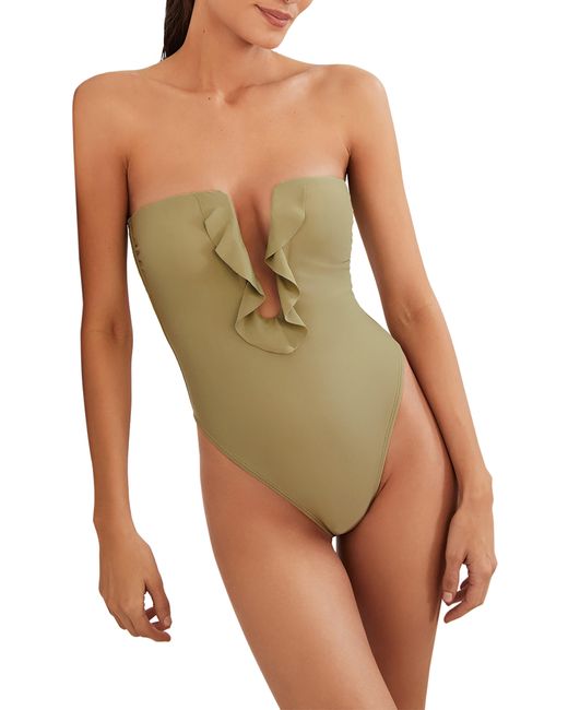 ViX Green Chris Plunge Strapless One-piece Swimsuit