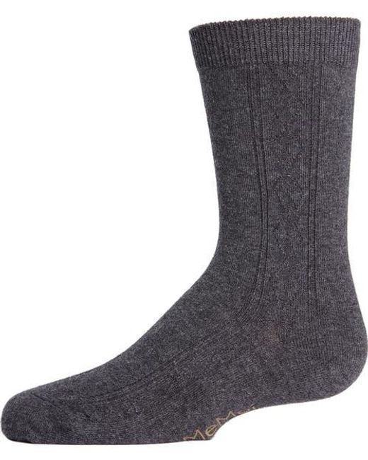 Memoi Gray Clocking Argyle Crew Socks for men