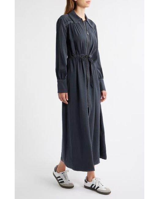TOPSHOP Black Long Sleeve Midi Shirtdress