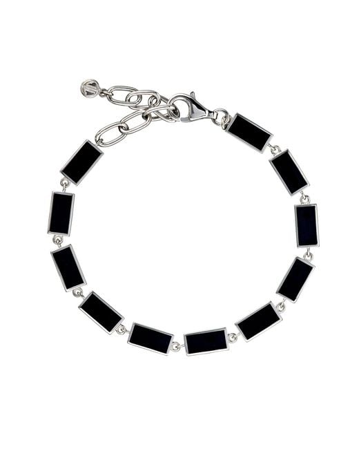 Jan Leslie Black Dash Rectangle Link Bracelet for men