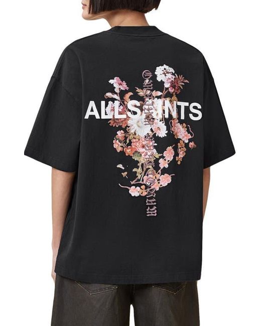 AllSaints Black Eternal Etta Cotton Graphic T-Shirt