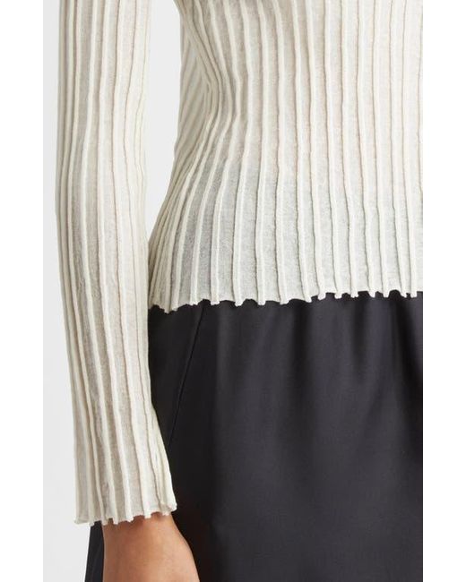 Loulou de Saison White Mabille Rib Long Sleeve Top
