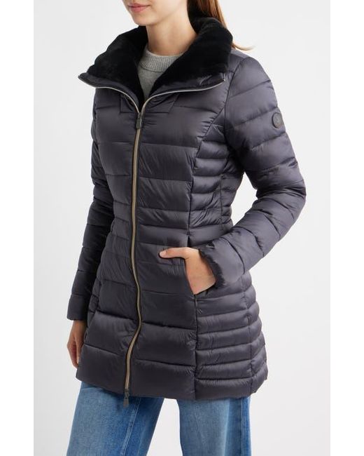 Save The Duck Black Caroline Water Repellent Satin Puffer Jacket