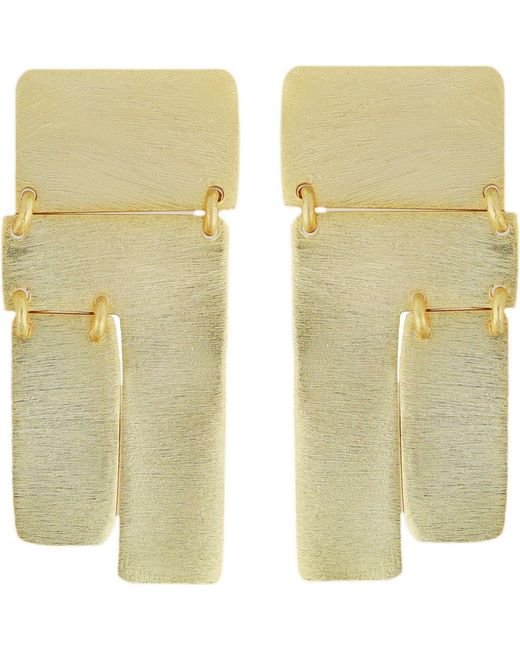 Panacea Yellow Brushed Rectangular Drop Earrings