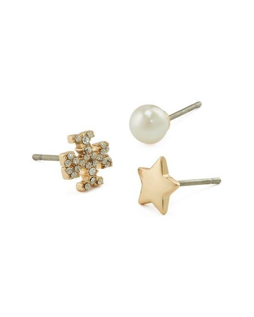 Tory Burch Natural Kira Set Of 3 Stud Earrings
