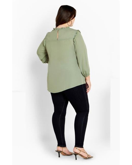 City Chic Green Katie Lace Yoke Top