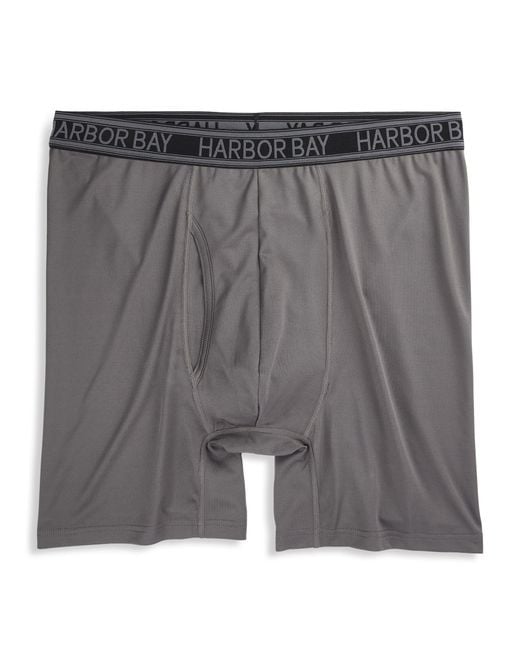 Harbor Bay by DXL Gray Big & Tall Tech Stretch Solid Boxer Briefs for men