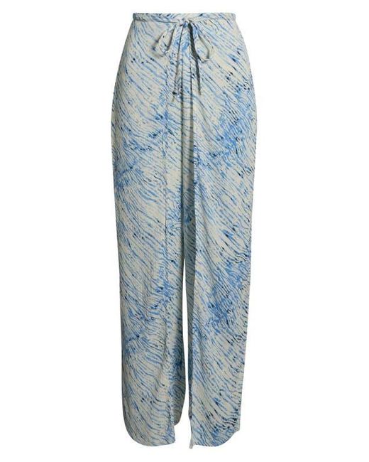 Elan Blue Print Cover-Up Wrap Pants