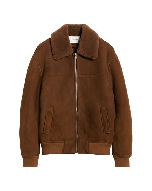 FRAME Brown Suede & Genuine Shearling Bomber Jacket for men