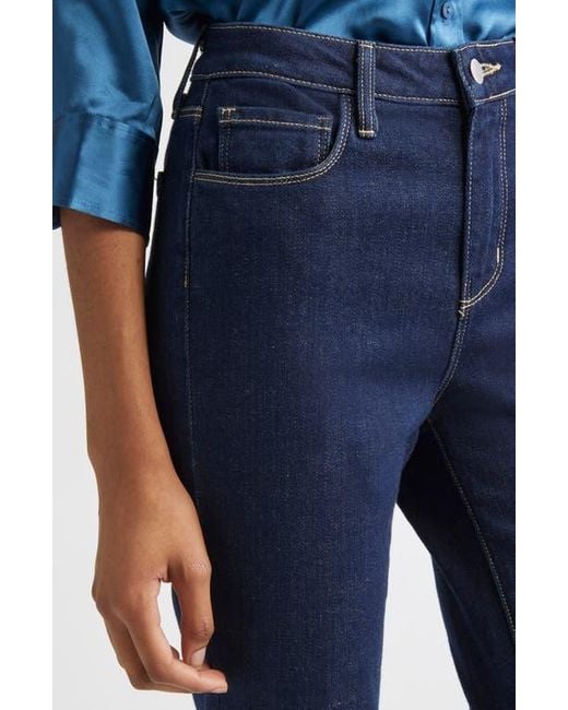 L'Agence Blue Ruth Raw Hem Straight Leg Jeans
