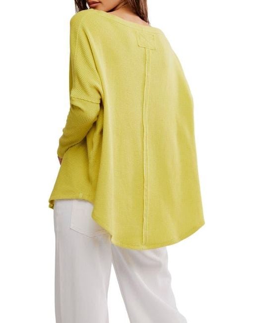 Free People Yellow Latte Oversize Thermal Top