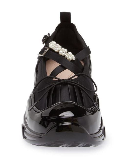 Simone Rocha Black Classic Crisscross Strap Tracker Sneaker