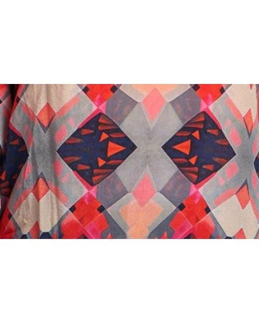 Apny Red Puff Shoulder Button Front Top