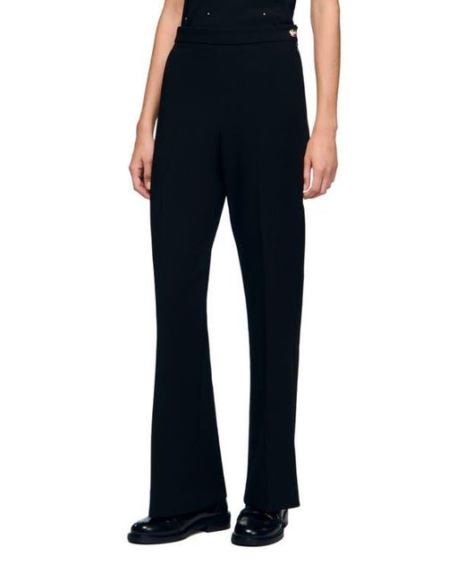 Sandro Black Straight-Leg Buttoned Trouser