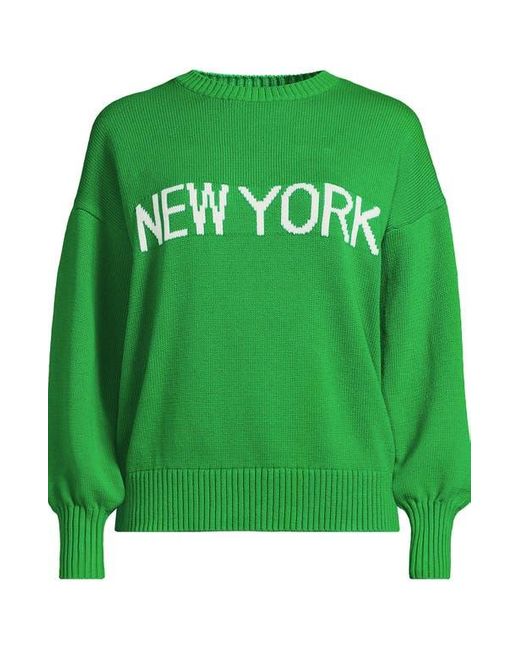 Lands' End Green Drifter Jersey Crewneck Sweater