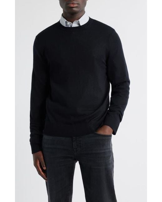 Nordstrom Men's Black Italian Merino Wool Crewneck Sweater