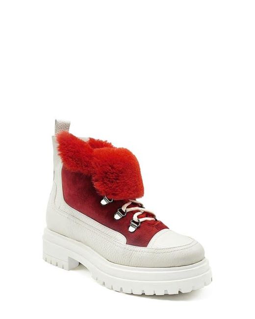 Beautiisoles Red Francy Genuine Shearling Lined Platform Boot
