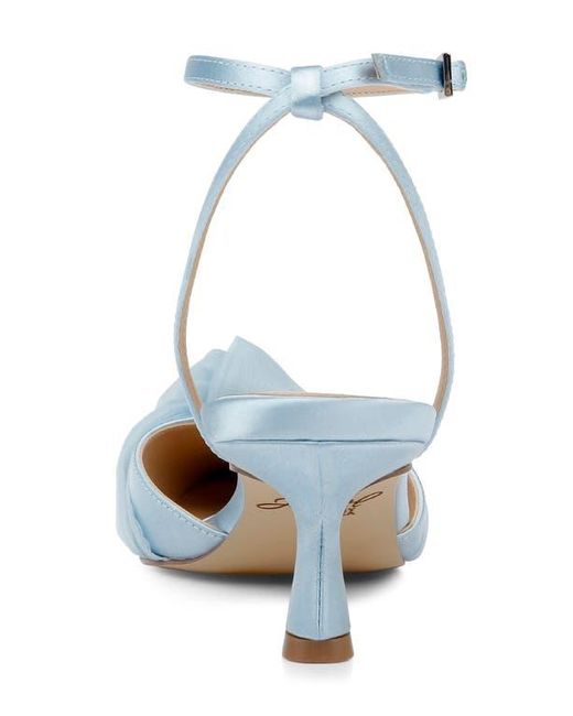 Badgley Mischka White Favor Ankle Strap Pointed Toe Kitten Heel Pump