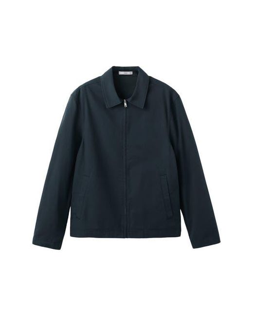 Mango Blue Cotton Blend Jacket for men