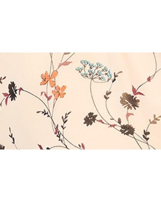 French Connection Natural Leithia Floral Chiffon Tie Neck Top