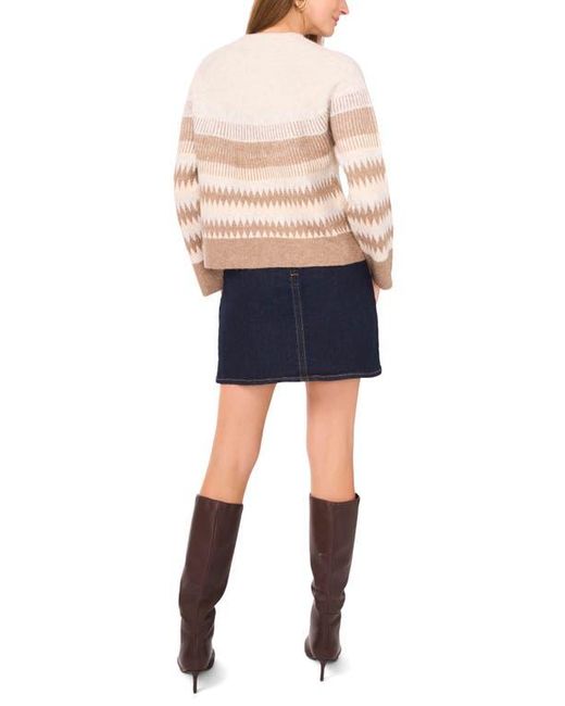 Vince Camuto Blue Fair Isle Raglan Sleeve Crewneck Sweater