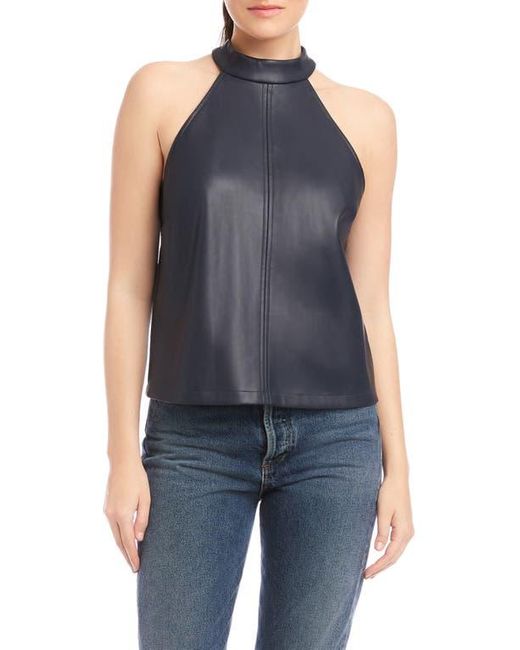 Fifteen Twenty Blue Alexis Faux Leather Top